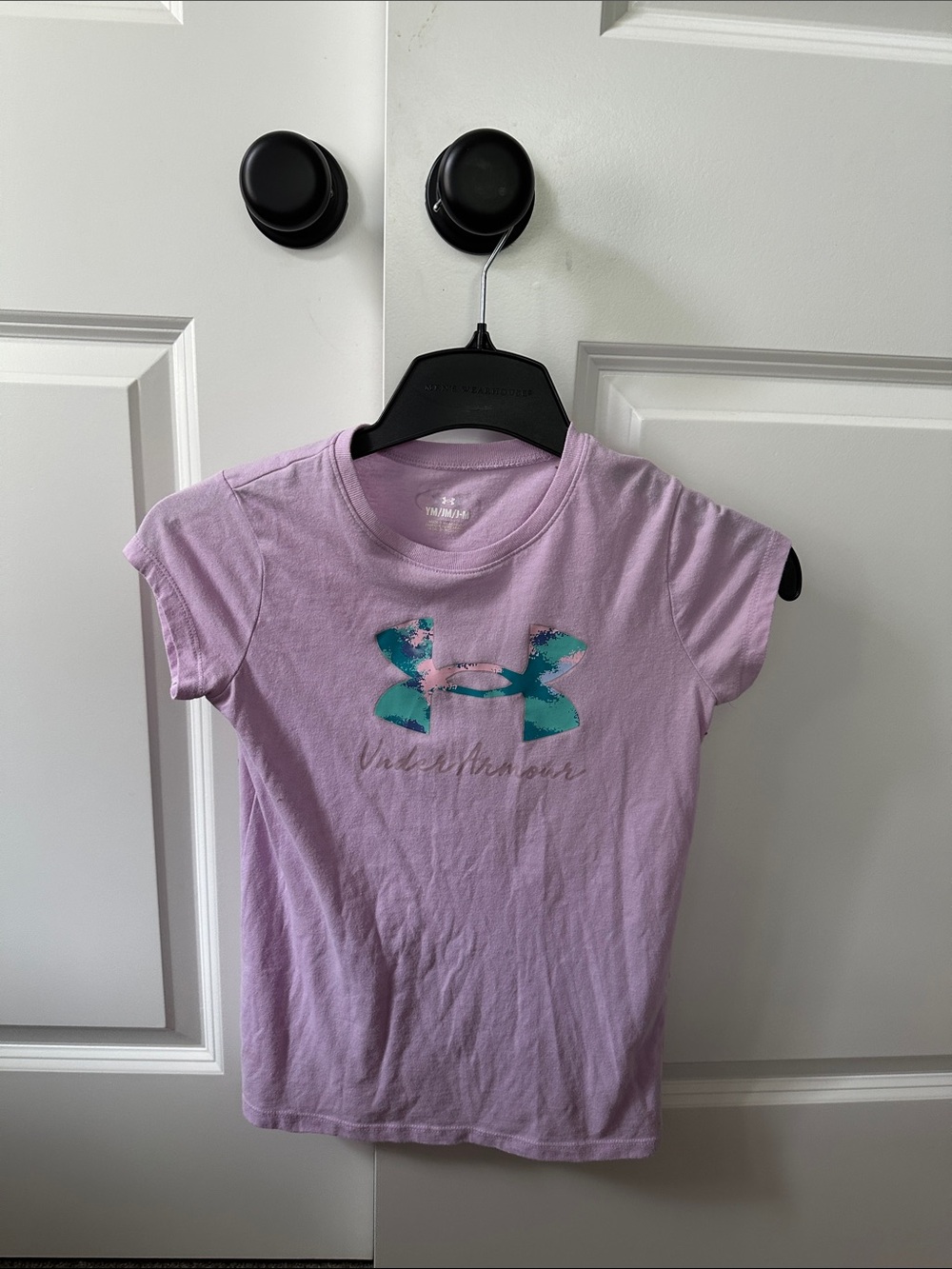 Under Armour Girls' Lavender Tee with Teal Logo